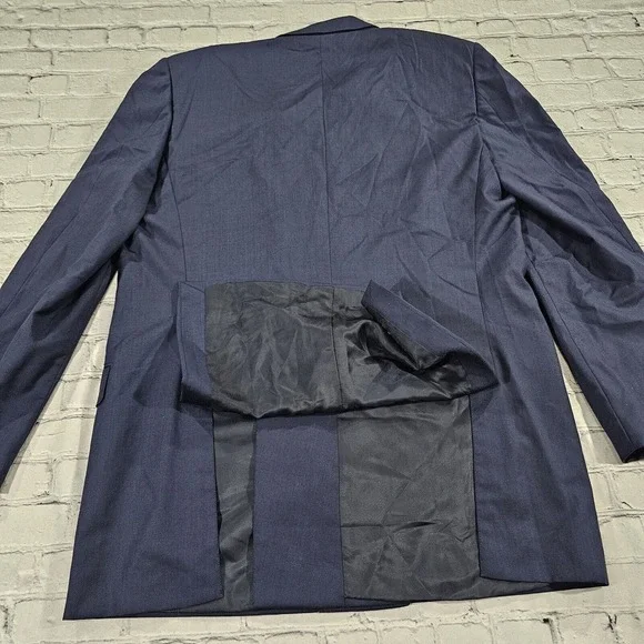 Ermenegildo Zegna Windowpane Sport Coat Jacket Double Breasted Blue MENS SIZE 54